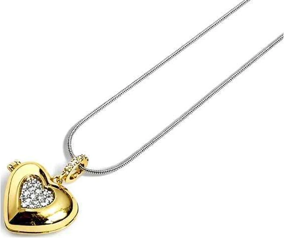 Cadena de acero quirurgico con dije relicario dorado con micro pave 40cm + 5 cm